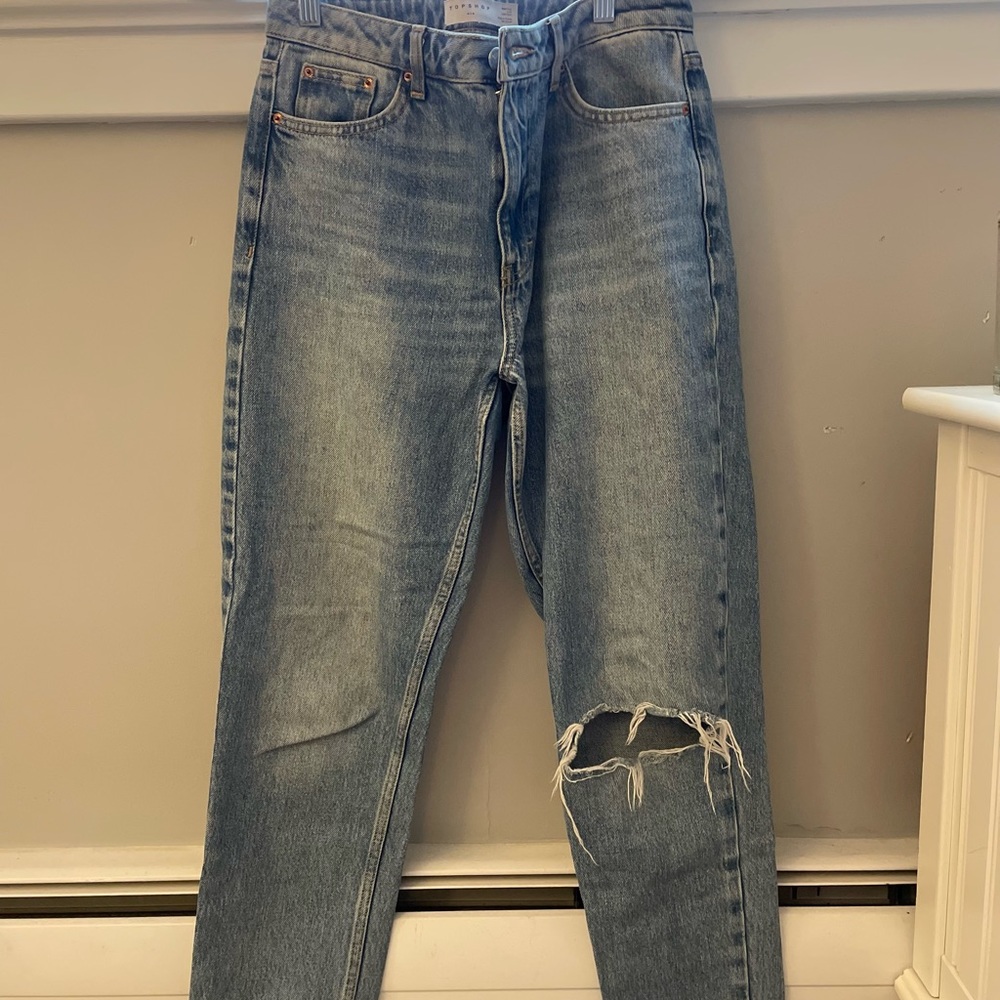 Topshop distressed mom jeans